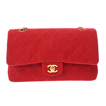 シャネル マトラッセ Wフラップ Wチェーンショルダー 25 レッド A01112 ジャージー レディース バッグ 【中古】【bag】
