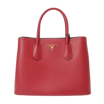 プラダ ドゥ―ブレ ミディアムバッグ レッド 1BA775 サフィアーノレザー レディース バッグ 【中古】【bag】