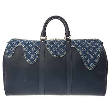 ルイ ヴィトン モノグラムドリップ キーポル バンドリエール 50 2WAY NIGOコラボ ネイビー/ブルー M45975 レザー/デニム メンズ バッグ 【中古】【bag】