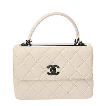 シャネル トレンディCC トップハンドル フラップ バッグ ホワイト A92236 ラムスキン レディース バッグ 【中古】【bag】