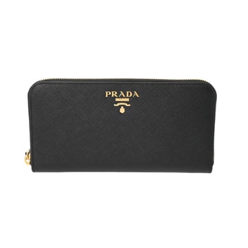 プラダ ジップアラウンド長財布 ブラック 1ML506 サフィアーノレザー レディース 財布 【中古】【purse】