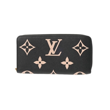 ルイ ヴィトン バイカラーモノグラムアンプラント ジッピーウォレット ブラック/ベージュ M80481 レザー レディース 財布 【中古】【purse】