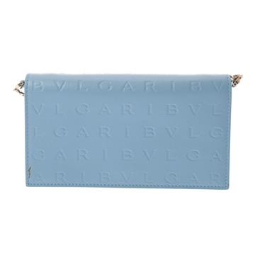 ブルガリ インフィニ―トゥム チェーンウォレット ライトブルー レザー レディース バッグ 【中古】【bag】