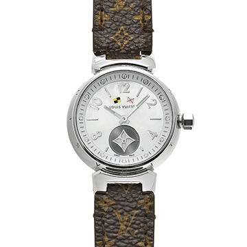 ルイ ヴィトン タンブール Q12M0 ホワイトシェル/ダイヤモンド レディース 時計 【中古】【wristwatch】