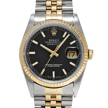 ロレックス デイトジャスト 16233 ブラック メンズ 時計 【中古】【wristwatch】