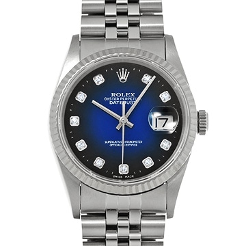 ロレックス デイトジャスト 16234G ブルー・グラデーション/ダイヤモンド メンズ 時計 【中古】【wristwatch】