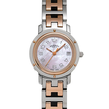 エルメス クリッパー ナクレ CL4.221 ピンクシェル レディース 時計 【中古】【wristwatch】