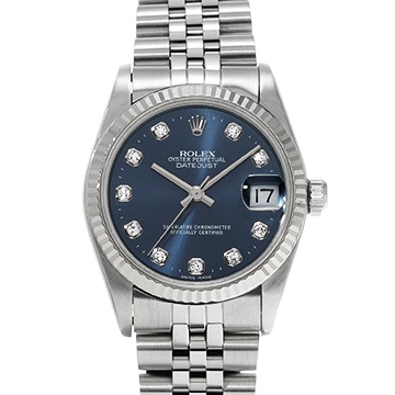 ロレックス デイトジャスト 68274G ブルー/ダイヤモンド ユニセックス 時計 【中古】【wristwatch】