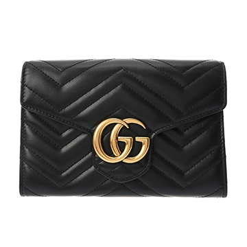 グッチ GGマーモント ミニバッグ キルティング ブラック 474575 レザー レディース バッグ 【中古】【bag】