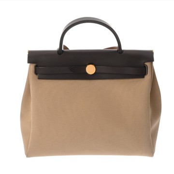 エルメス エールバッグ ジップPM 2WAY トレンチ/エベンヌ トワルオフィシェ/ヴァッシュハンター ユニセックス バッグ 【中古】【bag】