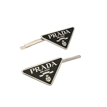 プラダ ヘアピン トライアングルロゴ ブラック 1IF051 メタル レディース 【中古】【other】