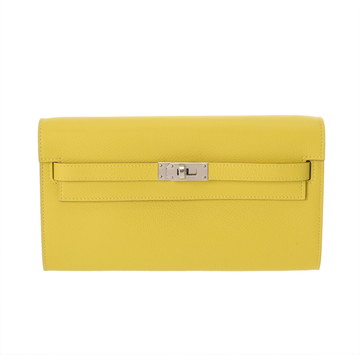 エルメス ケリーウォレット ロングトゥーゴー  ライム エヴァーカラー ユニセックス 財布 【中古】【purse】