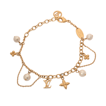 ルイ ヴィトン ブレスレット ブルーミング ゴールド/ホワイト M1684A メタル/フェイクパール レディース ジュエリー 【中古】【jewelry】