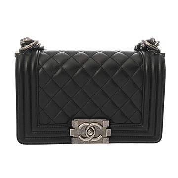 シャネル ボーイシャネル チェーンショルダー 20cm ブラック A67085 カーフスキン レディース バッグ 【中古】【bag】