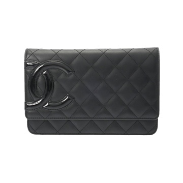シャネル カンボン チェーンウォレット ブラック A46646 カーフスキン レディース バッグ 【中古】【bag】