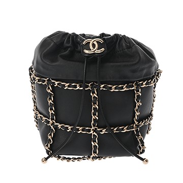 シャネル マトラッセ ドローストリング 巾着 チェーンショルダー ブラック AS2313 ラムスキン レディース バッグ 【中古】【bag】