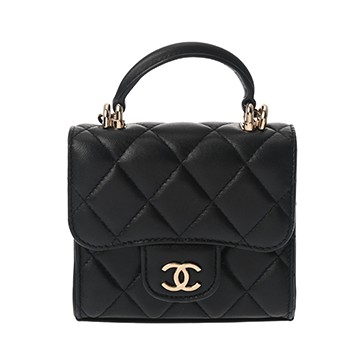 シャネル マトラッセ チェーンクラッチ ブラック ラムスキン レディース バッグ 【中古】【bag】
