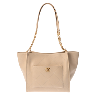 シャネル マトラッセ ショッピングバッグ ベージュ ソフトキャビアスキン レディース バッグ 【中古】【bag】