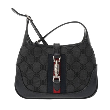 グッチ ミニショルダーバッグ ザハッカープロジェクト ジャッキー1961 ブラック 680132 キャンバス/レザー レディース バッグ 【中古】【bag】