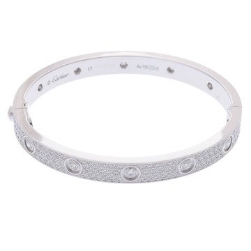 カルティエ ラブブレスレット クラシック #17 フルパヴェ シルバー K18ホワイトゴールド WG レディース ジュエリー 【中古】【jewelry】
