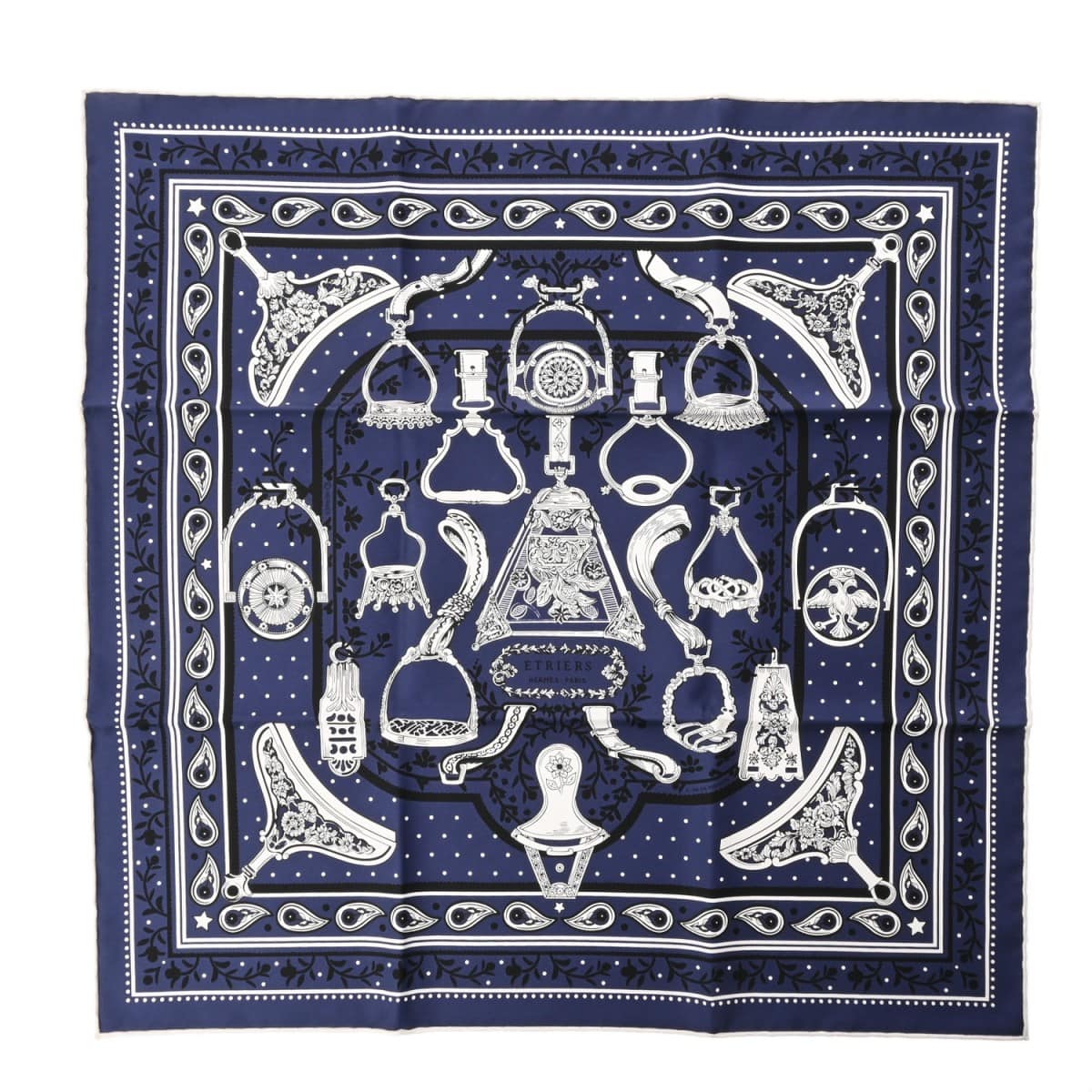 エルメス カレ 55 ETRIERS ET BANDANA マルチカラー シルク100％ レディース 【未使用】【other】