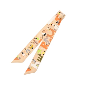 エルメス ツイリー FIGURES LIBRES ライトブラウン系/マルチカラー シルク100％ レディース 【未使用】【other】