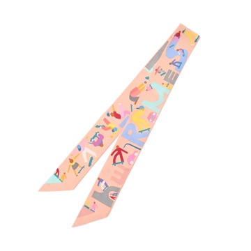 エルメス ツイリー FIGURES LIBRES ピンクベージュ系/マルチカラー シルク100％ レディース 【未使用】【other】