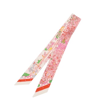 エルメス ツイリー PONY PIT STOP ホワイト/ピンク/マルチカラー シルク100％ レディース 【未使用】【other】