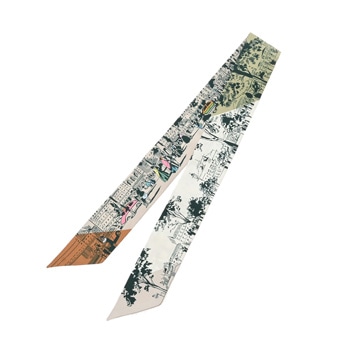 エルメス ツイリー A LOMBRE DES BOULEVARDS ホワイト/グリーン系/マルチカラー シルク100％ レディース 【未使用】【other】