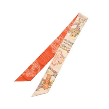 エルメス ツイリー BRIDES DE GALA EN FLEURS クリーム系/オレンジ/マルチカラー シルク100％ レディース 【未使用】【other】