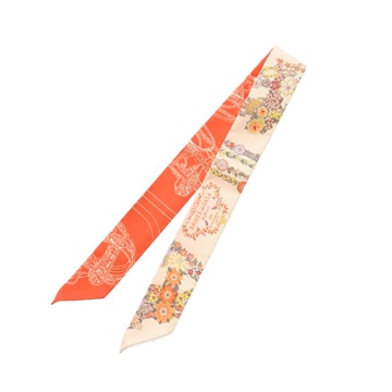 エルメス ツイリー BRIDES DE GALA EN FLEURS クリーム系/オレンジ/マルチカラー シルク100％ レディース 【未使用】【other】