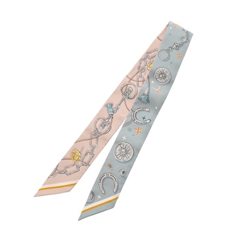 エルメス ツイリー CEST LA FETE ブルー系/ピンクベージュ系/他 シルク100％ レディース 【未使用】【other】