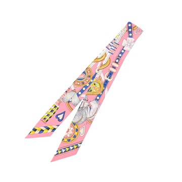エルメス ツイリー HARNAIS DE COEUR ピンク/マルチカラー シルク100％ レディース 【未使用】【other】
