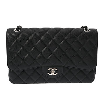 シャネル マトラッセ Wフラップ Wチェーンショルダー 30 ブラック A58600 キャビアスキン レディース バッグ 【中古】【bag】
