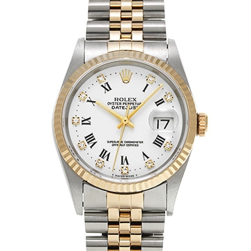 ロレックス デイトジャスト 16233G ホワイト/ダイヤモンド メンズ 時計 【中古】【wristwatch】