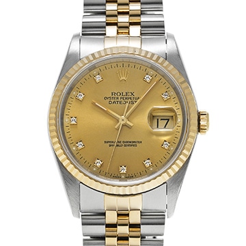 ロレックス デイトジャスト 16233G シャンパン/ダイヤモンド メンズ 時計 【中古】【wristwatch】
