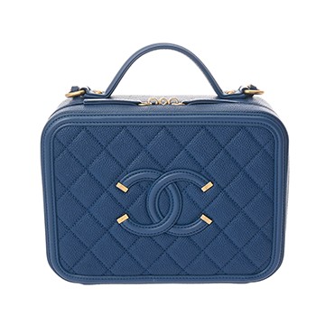 シャネル CCフィグリー/マトラッセ チェーンショルダー ブルー A93344 キャビアスキン レディース バッグ 【中古】【bag】