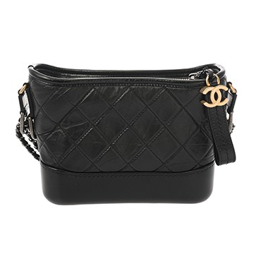 シャネル スモール ホーボーバッグ ブラック A91810 エイジドカーフスキン レディース バッグ 【中古】【bag】