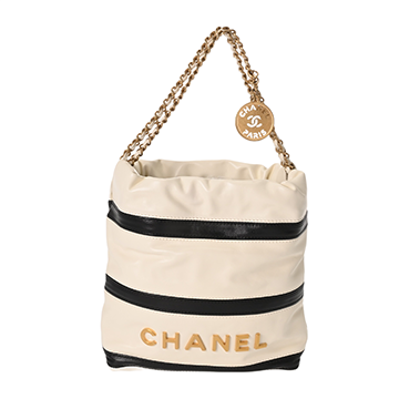 シャネル ミニ ハンドバッグ CHANEL22 ホワイト/ブラック AS3980 シャイニーカーフスキン レディース バッグ 【中古】【bag】