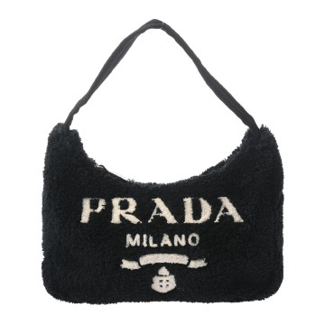 プラダ Re-Edition 2000 ミニバッグ ブラック/ホワイト 1NE515 テリー レディース バッグ 【中古】【bag】