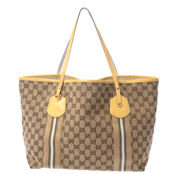 グッチ GG柄 ベージュ/エボニー/イエロー 211970 GGキャンバス/パテントレザー ユニセックス バッグ 【中古】【bag】