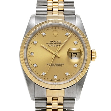 ロレックス デイトジャスト 16233G シャンパン/ダイヤモンド メンズ 時計 【中古】【wristwatch】