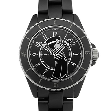 シャネル マドモアゼル J12 ラ パウザ限定 H7609 ブラックラッカー メンズ 時計 【中古】【wristwatch】