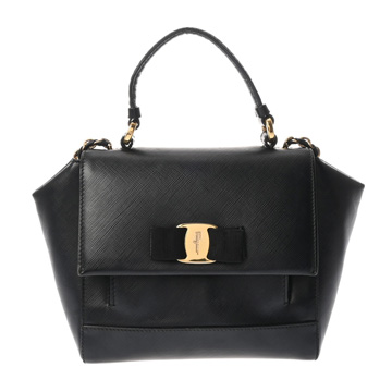サルヴァトーレ フェラガモ 2way ハンドバッグ ブラック レザー レディース バッグ 【中古】【bag】