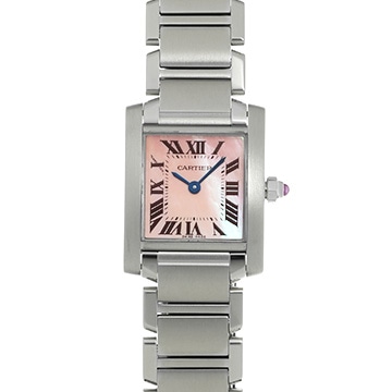 カルティエ タンクフランセーズ SM W51028Q3 ピンクシェル レディース 時計 【中古】【wristwatch】