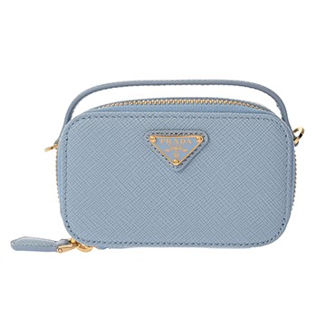 プラダ トライアングル ミニポーチ ライトブルー 1ER025_QHH_F0076 サフィアーノレザー レディース バッグ 【中古】【bag】