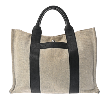 エルメス サック アーネ MM グレー/ブラック トワルアッシュ/レザー レディース バッグ 【中古】【bag】