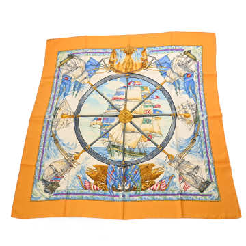 エルメス カレ90 VIVE LE VENT マルチカラー シルク100％ レディース 【中古】【other】