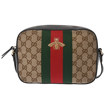 グッチ ショルダーバッグ ベージュ/エボニー/ブラウン 412008 498879 GGキャンバス/レザー レディース バッグ 【中古】【bag】