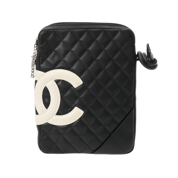 シャネル カンボン ココマーク ブラック/ホワイト A25178 カーフスキン レディース バッグ 【中古】【bag】